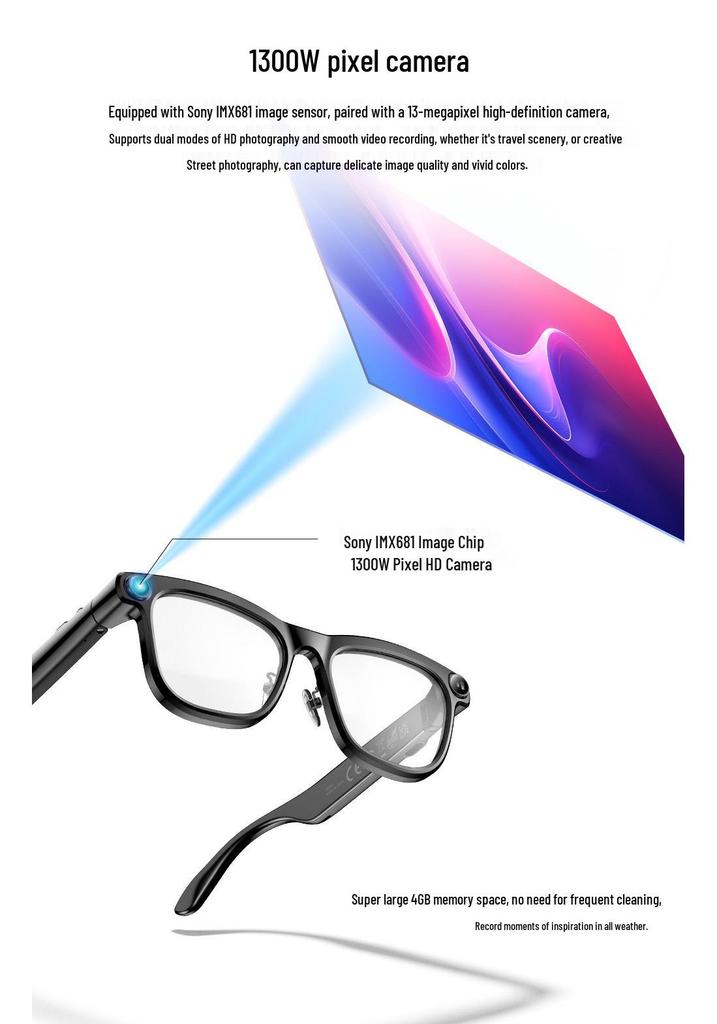 In Stock ZN447 Smart AI Glasses: 13MP Camera, Myopia Translation, Bluetooth, 4K HD Video Recording, Call & Photo Shooting.