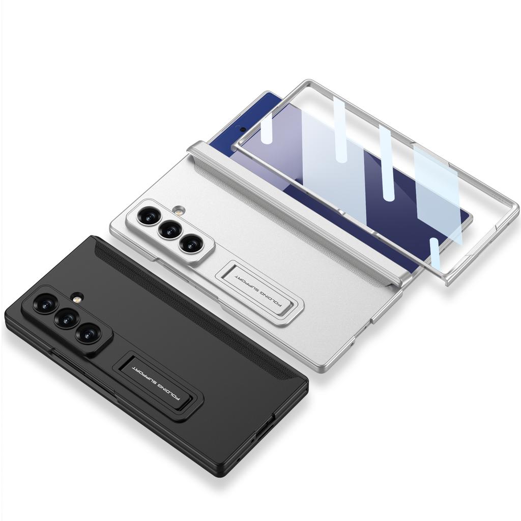 Magnetic Hinge Protective Case For Samsung Galaxy Z Fold 7 6 5 With Screen Glass Film Anti-fall Matte Stand Z Fold7 Fold6 Cover