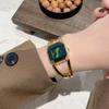 Retro Gold Square Dial Bracelet Watch - Classic European & American Style Women's Bangle
