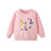 Sweet 26 Years Girls' Round Neck Sweatshirt with Cartoon Flowers Embroidery for Autumn/Winter