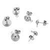 10pcs Stainless Steel Round Solid Half Ball Ear Post with Open Rings DIY Drop Earring Jewelry Making Dangle Accessories Supplies
