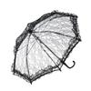 European White Lace Wedding Flower Girl Umbrella - Small Size with Stainless Steel Long Handle.
