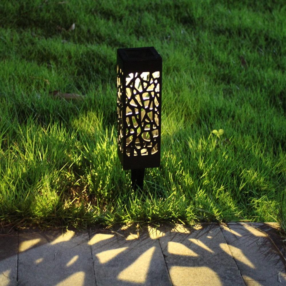 Solar Powered LED Pathway Lights Waterproof Lawn Lamps with Elegant Hollow Patterns for Garden Walkway Landscape Lighting