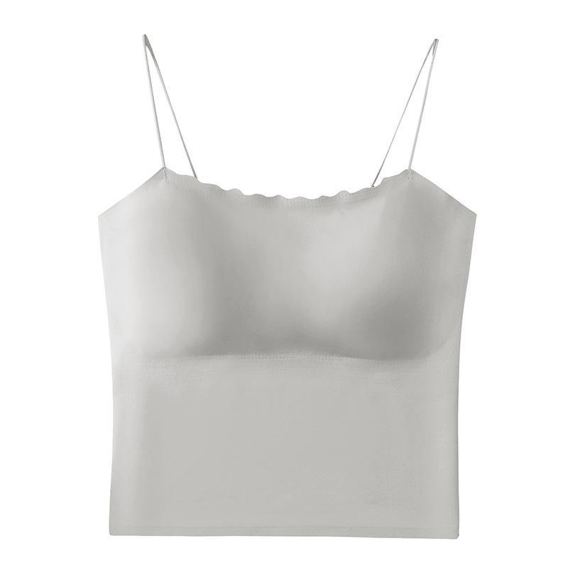 Summer thin shoulder straps seamless underwear women's tube top bra without steel ring small chest gathered smooth fixed cup bra breathable