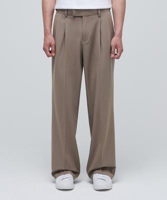 Lightweight Real Wide Hidden Banding Slacks [Dusty Beige]