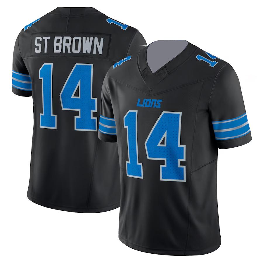 

American Football Sports Jersey Men Women Loose Oversized T-Shirt Detroit Lions No.1614 Training Breathable Quick Drying Shirt XXXL коричневий