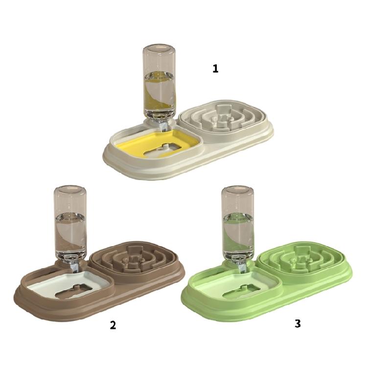 Pet Double Bowl Slow Feeder for Food & Water Feeding Chock Proof Dog Feeding Bowl Cats Water Food Feeder Treat Dishware