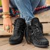 Women's Winter Thick-Soled Fringe Lace-Up Short Boots.