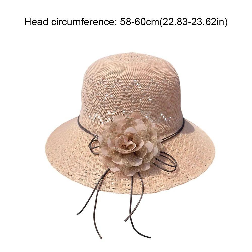 Flowers Decoration Beach Hat Foldable Design Bucket Hat Casual Straw Hat  Sun Protection
