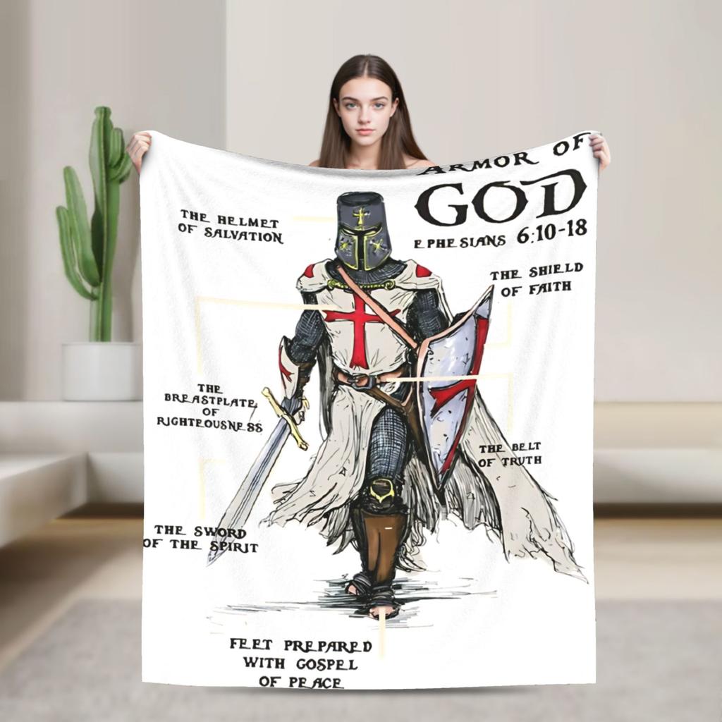 The Knights Templar with Templar Cross Blanket Soft Funny Plush Throw Blanket For Kids Bedroom Flannel Bedspread Bed Cover