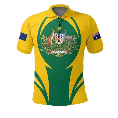 Australian flag polo shirt lapel short sleeve top summer trend clothes 3D printing oversized t-shirt