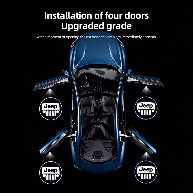 Car Door Projector Lamps Auto Logo Lights For Jeep Grand Cherokee Wrangler JK Gladiator Compass Renegade Wagoneer Avenger Recon AJP1