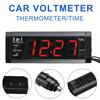 Car Clock DC 12V Multi-function 3 In 1 Digital Electrical Meter Voltmeter Panel for Car