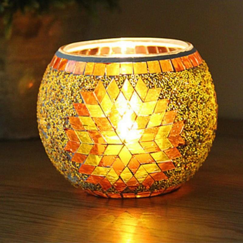 Украшение дома Классический Европейский Мозаичный Стеклянный Подсвечник Свадебные Украшения Рождественские Подарки E