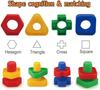 5Pcs Colorful Nut Screw Building Blocks Montessori Infant Shape Color Recognition Fun Matching Puzzle Kids Educational Toy