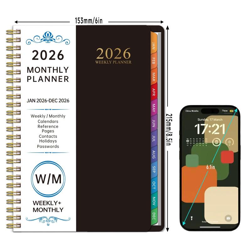 Agenda Planificator 2026 Cu Etichete Index Spirală Format A5 Jurnal 365 Zile Planificator Muncă Birou Program Blocnotes Programar Programar Rechizite