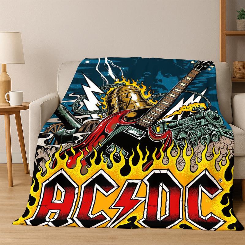 3D ACDC Rockband Cartoon Flanelldecke Weiche Warme Decke Überwurfdecke für Schlafzimmer Wohnzimmer Bett Reise Camping Picknick Geschenk
