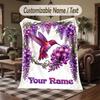 Birds Theme Throw Blanket Custom Name Text Personalized Blanket Soft Cozy Blanket for Home Sofa Bed