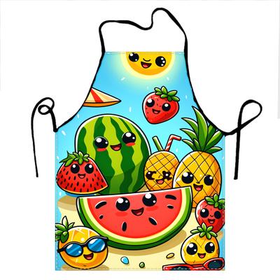 Cute Fruit Pattern Apron, Watermelon Strawberry Pineapple Print Kitchen Bib, Funny Chef Smock for Women Men, Multiple Sizes