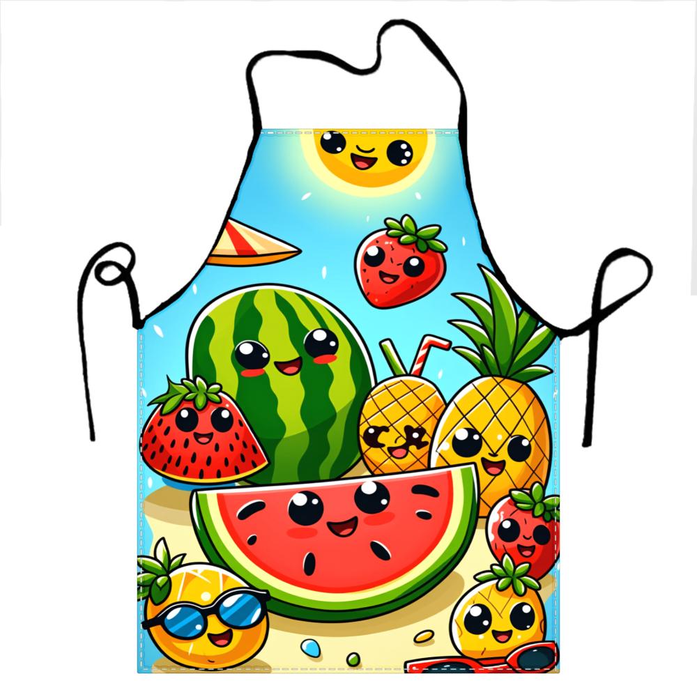 

Cute Fruit Pattern Apron, Watermelon Strawberry Pineapple Print Kitchen Bib, Funny Chef Smock for Women Men, Multiple Sizes 38X47cm(15X19in)
