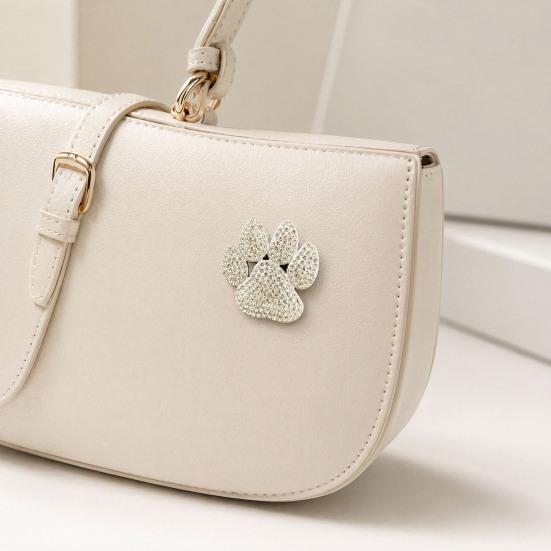 Paw Print Brooch for Women, Rhinestone Cat Dog Foot Pin, Sparkling Cubic Zirconia Badge for Coat Bag Hat, Teacher Pet Lover Gift