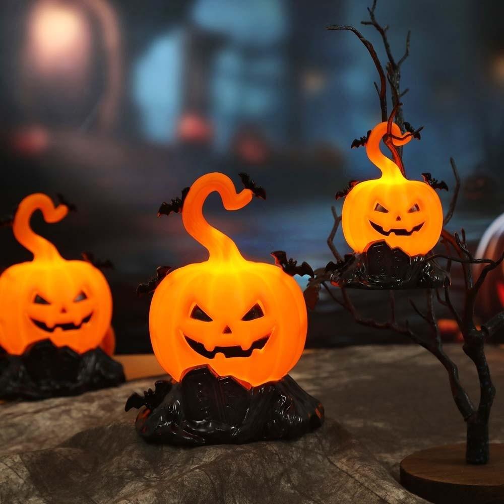 Luminous Pumpkin LED Lamp Plastic Electronic Nightlight Halloween Candle Light Home