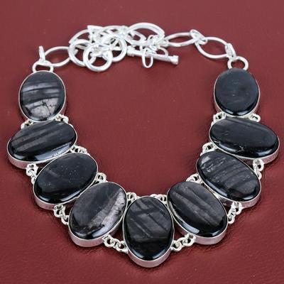 Hypersthene Gemstone Necklace 925 Sterling Silver Necklace Adjustable Chain Necklace Hypersthene Jewelry Gifts for Mother Handmade Necklace