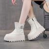 thick-soled snow boots winter new leather thickened warm cotton shoes velvet Martin short boots