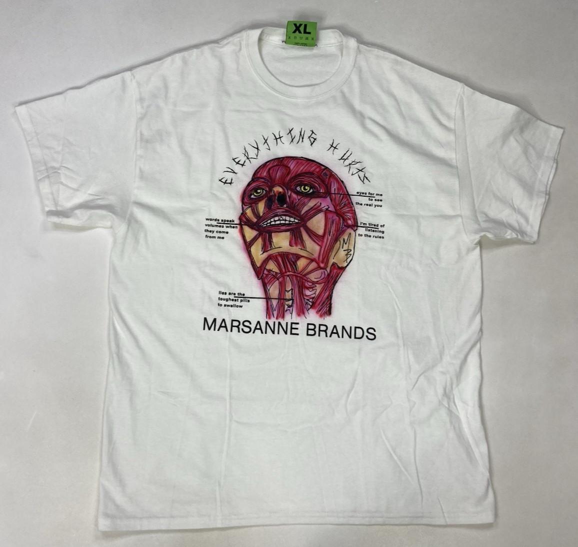 Marsanne Brands Everything Hurts Graphic T-shirt Men XL White Short Sleeve XXXL