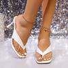 Fashion Clip-on Flip-flops Women's Summer Wear New Square Toe Open Toe Temperament Non-slip Wear-resistant High-heeled Sandals