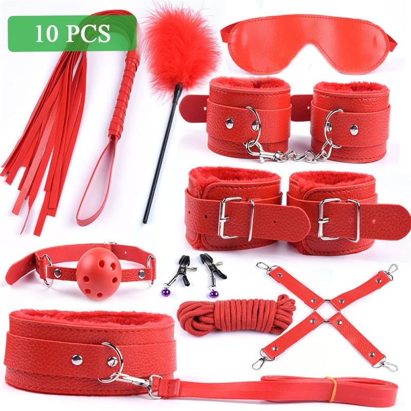 Sex toys for Women Bdsm Sex Bondage Set Handcuffs Whip 40CM Fox Tail Anal Plug Adult Games