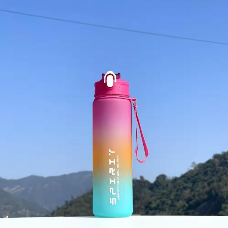 780ml Farbverlauf Sportflasche mit auslaufsicherem Deckel & Schriftzug, Leicht zu trinken für Fitnessstudio/Outdoor/Radfahren/Laufen/Angeln, Geburtstags-/Schulgeschenk