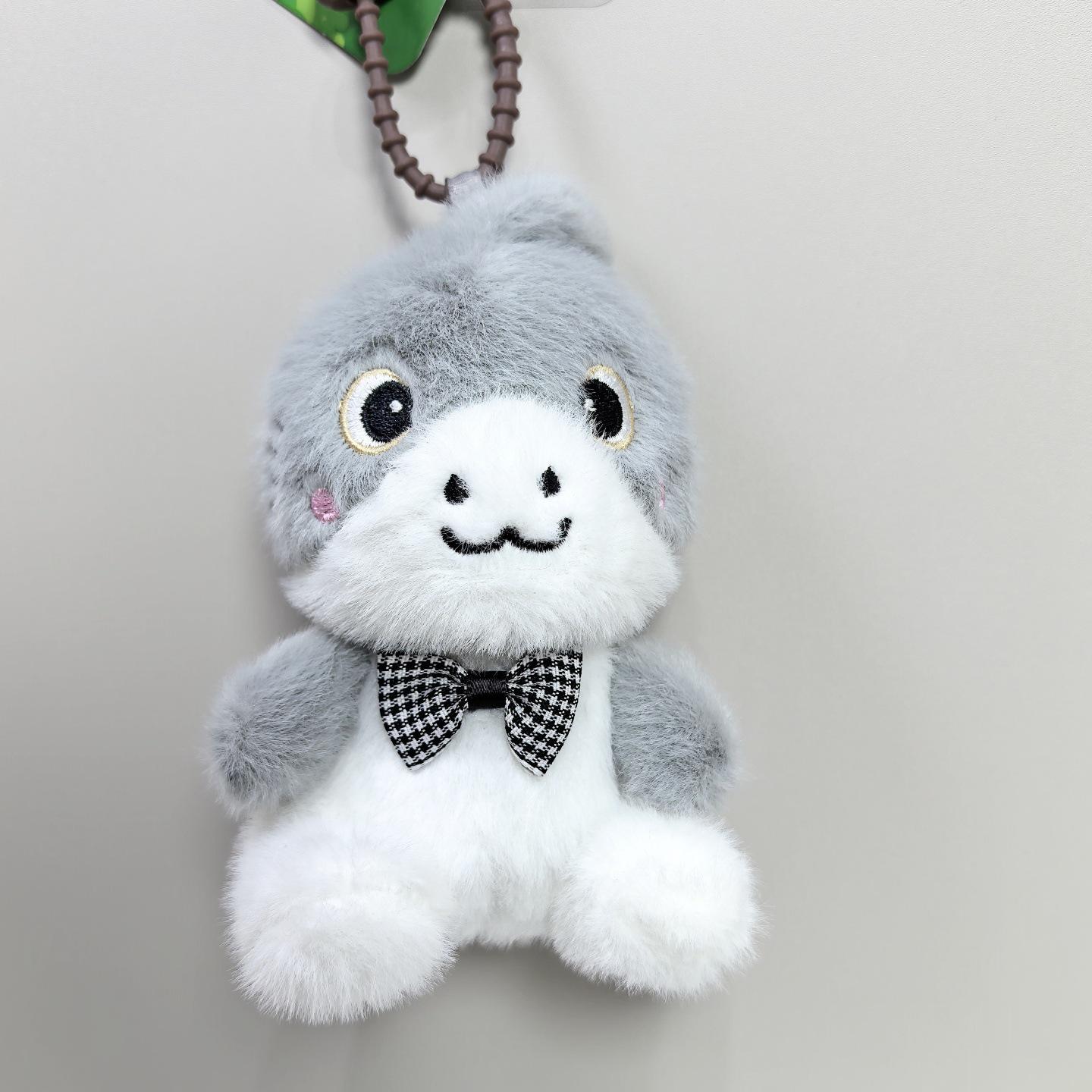 Очаровательный плюшевый брелок-акуленок с бантиком - Милая кукла-игрушка для рюкзаков