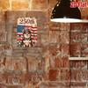 2D Flat Metal Sign 8x12 Inch Vintage Corgi Patriotic Wall Art American Independence Day Pre Drilled Home Decor