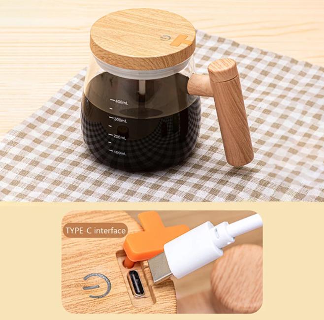400ML Portable Rotating Stirring Electric Milk Coffee  Glass Water Cup Automatic Stirring Coffee Cup Glass Cup With Handle