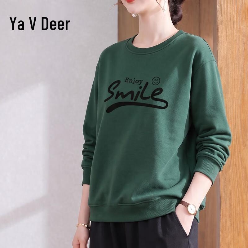 Yalu Women's Crew Neck Printed Long Sleeve Casual Sweatshirt