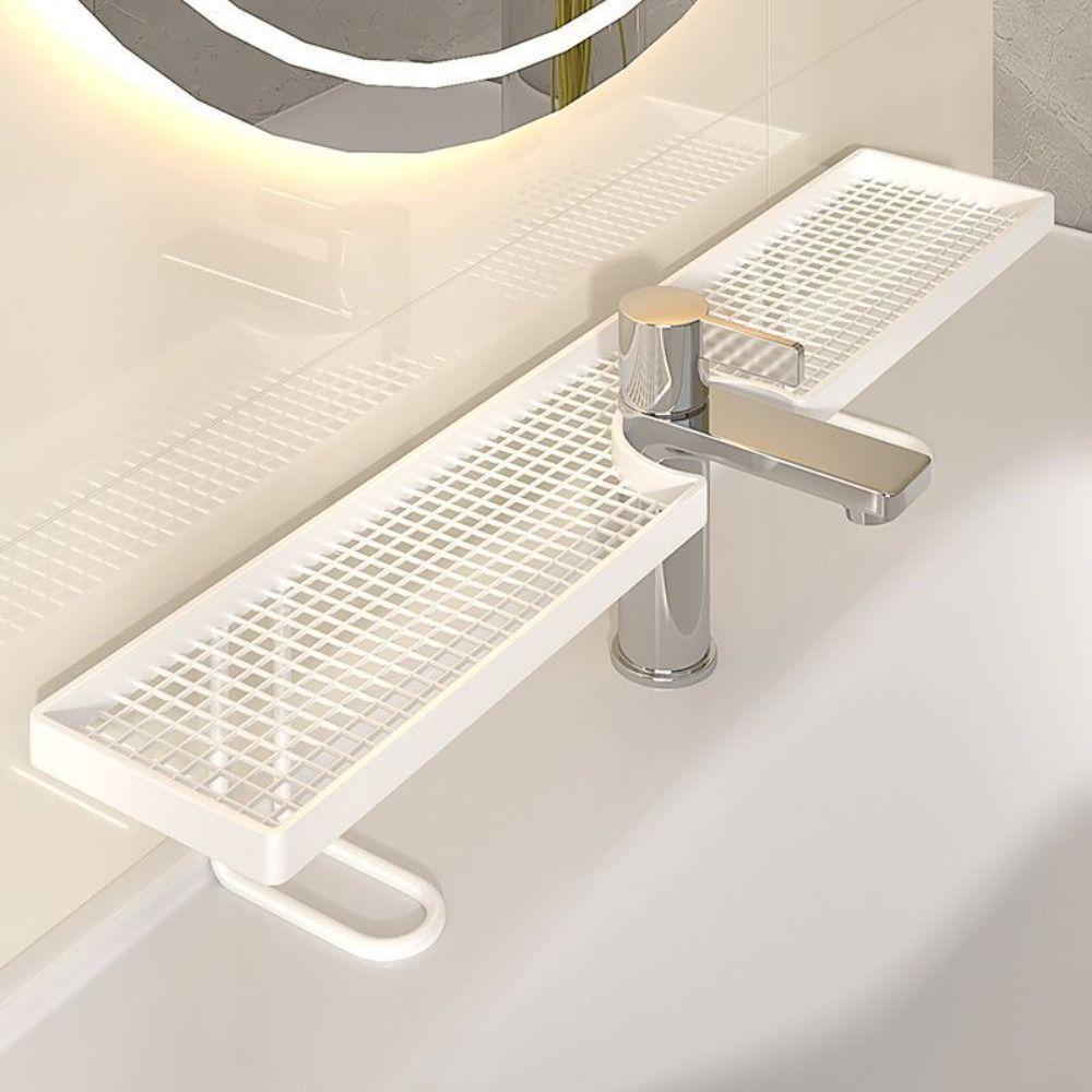 Universal Bathroom Storage Rack Water Drainage Simple Kitchen Storage Rack Mesh No-Drill Countertop Organizer Washstand