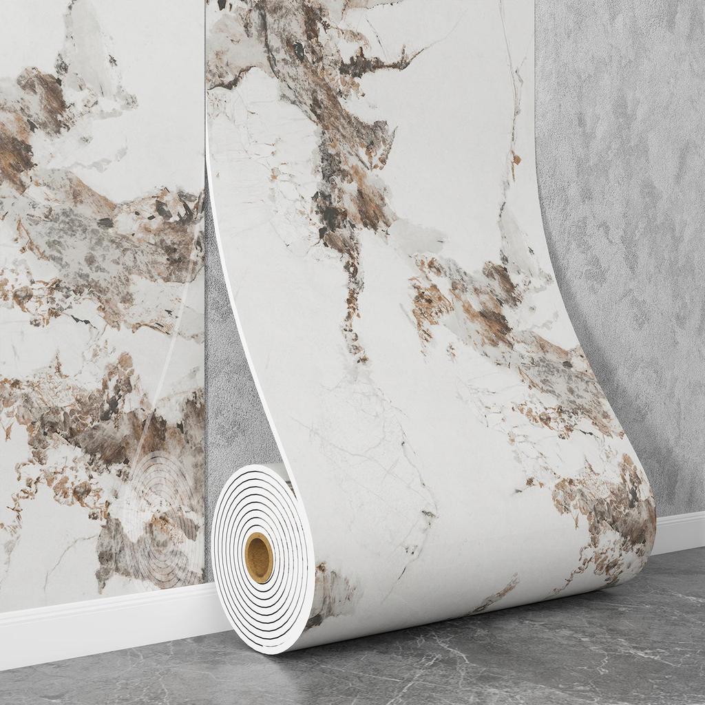 Self-Adhesive Waterproof Imitation Marble Tile Wall Sticker for Bathroom, Living Room, Kitchen, and TV Background.