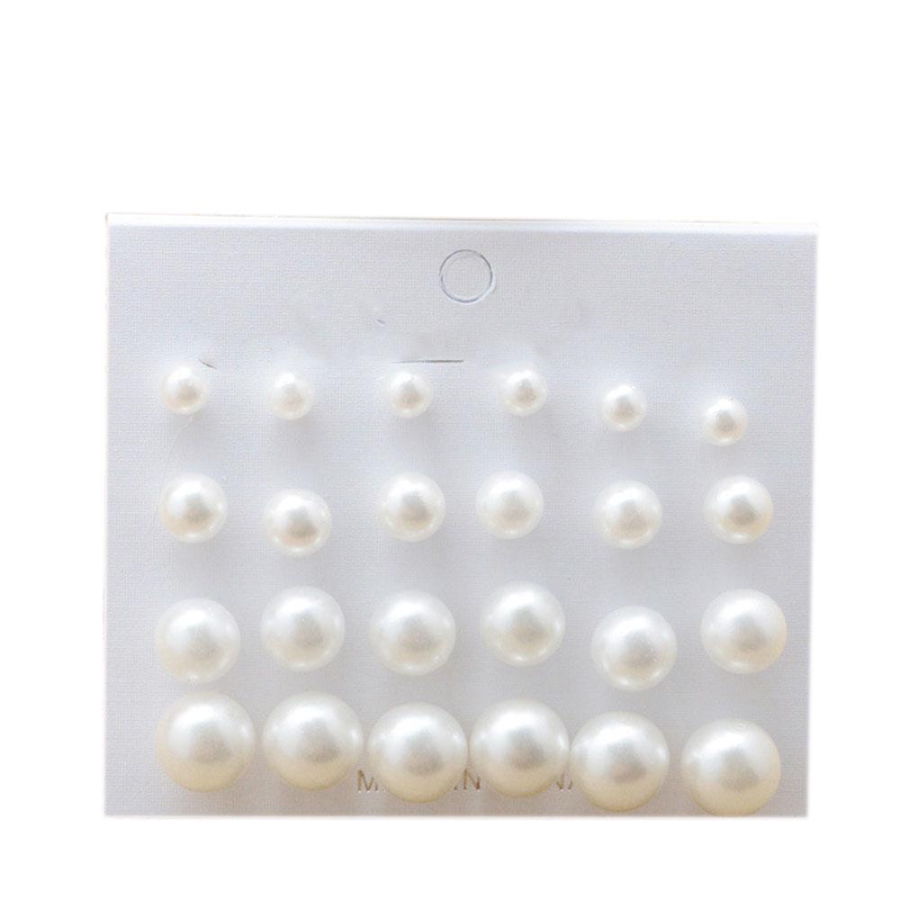 12 Pair/Set Bohemian Women Pearl Earrings Kit Girl Wedding Prom Party Ear Rings Simple Vintage Ear Studs