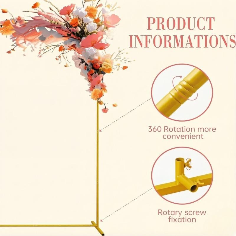 Gold Square Metal Wedding Arch Backdrop Stand, Balloon Arch Frame for Ceremony, Birthday Party & Bridal Shower Decoration