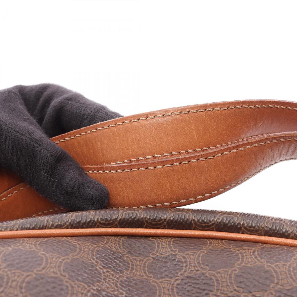 Used CELINE Macadam Handbag PVC Coated Canvas Leather Brown Used Women