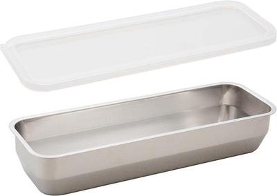 Earnest In Slim Size Stainless Steel Tray with Lid for a Favorite Brand of Major [Made Japan] Deep, Square, 1/2 (Suitable Cooking), A-77674,