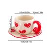 340 ml handbemalte Keramik-Kaffeetasse mit Untertasse in Blumen- und Herzform für das Homeoffice, Wassertasse, Frühstücks-, Milch-, Saft-, Teetasse, Geschenkset