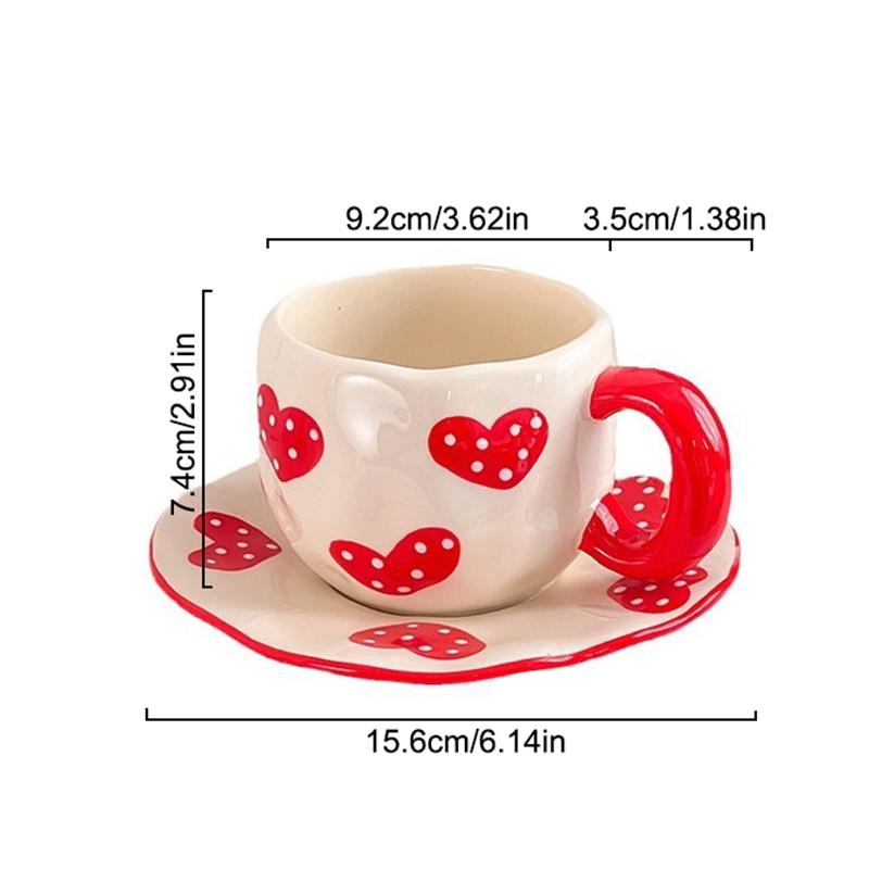 Ceașcă de cafea din ceramică, cu farfurie, cu farfurie, cu flori pictate manual, 340 ml, pentru birou, ceașcă de apă, mic dejun, suc de lapte, set de cadou