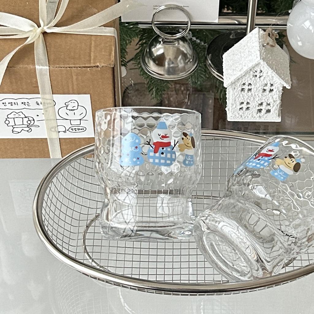 Christmas Vibe Cute Snowman Glass Cartoon Juice Cup Couple Breakfast Milk Cup Office Coffee Cup