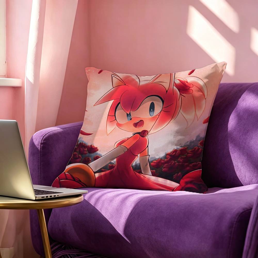 Game Amy Cartoon Rose Square DoubleSided printed Pillow Case Bedroom Bedside Pillow Sofa Cushion Cover