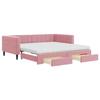 VidaXL Daybed with Trundle and Drawers Pink 100x200 Cm Velvet 3196773