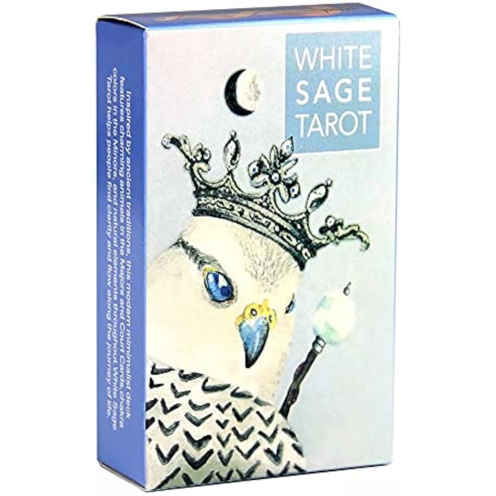 10.3*6cm White Sage Tarot Deck, A Pocket-Sized 78-Card Deck Featuring Charming Animal Art & Nature-Inspired Minimalist Design