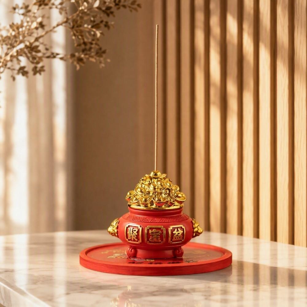 God of Wealth Lucky Treasure Incense Burner Good Lucky Treasure Bowl Censer Holder Zen Space