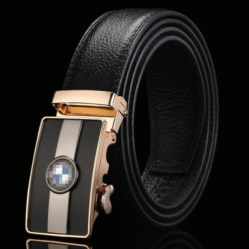 Open Edge Cowhide Belt Men's Real Cowhide Business and Casual Automatic Buckle Belt